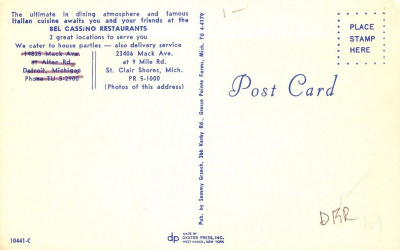 Bel Cassino Dining Room - Vintage Postcard (newer photo)